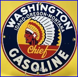 Vintage Washington Gasoline Porcelain Sign, Gas Station, Pump Plate, Motor Oil