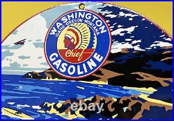 Vintage Washington Gasoline Porcelain Sign, Gas Station, Pump Plate, Motor Oil