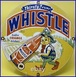Vintage Whistle Orange Soda Porcelain Sign Motor Oil Gas Station Dew Coca Cola