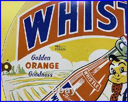 Vintage Whistle Orange Soda Porcelain Sign Motor Oil Gas Station Dew Coca Cola