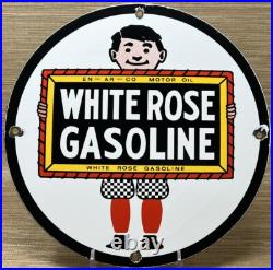 Vintage White Rose Gasoline Porcelain Sign Gas Station Pump Plate Motor Oil Vintage White Rose Gasoline Porcelain Sign Gas Station Pump Plate Motor Oil