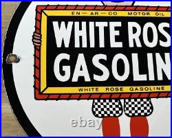Vintage White Rose Gasoline Porcelain Sign Gas Station Pump Plate Motor Oil Vintage White Rose Gasoline Porcelain Sign Gas Station Pump Plate Motor Oil