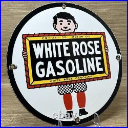 Vintage White Rose Gasoline Porcelain Sign Gas Station Pump Plate Motor Oil Vintage White Rose Gasoline Porcelain Sign Gas Station Pump Plate Motor Oil