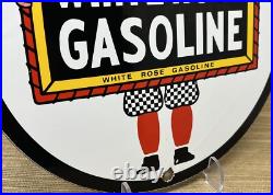 Vintage White Rose Gasoline Porcelain Sign Gas Station Pump Plate Motor Oil Vintage White Rose Gasoline Porcelain Sign Gas Station Pump Plate Motor Oil