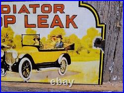 Vintage Whiz Porcelain Sign Radiator Stop Leak Garage Advertising Gas Motor Oil