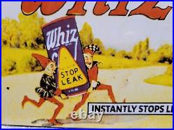 Vintage Whiz Porcelain Sign Radiator Stop Leak Garage Advertising Gas Motor Oil