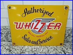 Vintage Whizzer Porcelain Sign Motorcycle Bicycle Motor Engine Gas Sales Cycle