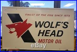 Vintage Wolfs Head Motor Oil SIGN 36x60 Service Gas Station Garage Advertising
