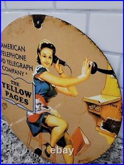 Vintage Yellow Pages Porcelain Sign 1968 Telephone Book Gas Motor Oil Service