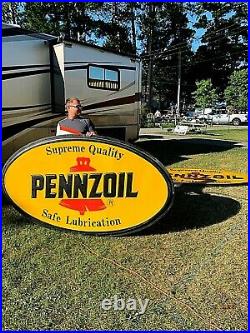 Vintage lg Pennzoil Motor Oil Gasoline light Bubble Sign Gas Oil 92inX52in