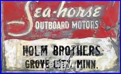 Vintage metal Johnson Sea Horse Boat Motor Boat outboard Sign oil/gas 24 by 20