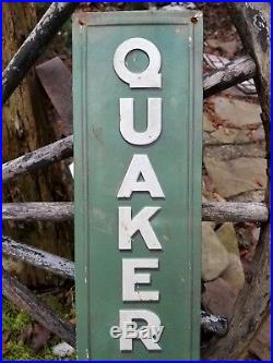 Vintage old original quaker state motor oil metal display sales sign gas rare
