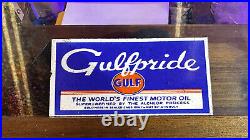Vintage original GULF Gulfpride Motor Oil porcelain gas oil sign