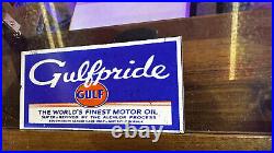 Vintage original GULF Gulfpride Motor Oil porcelain gas oil sign