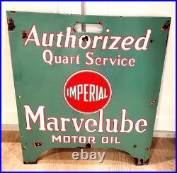 Vintage original porcelain IMPERIAL MARVELUBE MOTOR OIL Rack SIGN - Very Rare