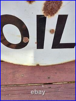 Vintage sico motor oil porcelain sign mount joy PA advertising gas station rare