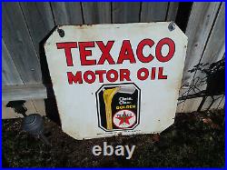 Vintage1930sTexaco Motor Oil sign. Double Sided Porcelain. 30x30