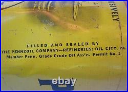 Vtg 1930's PENNZOIL United Airlines DC-3 Airplane Owl Wise 5 Quart Motor Oil Can