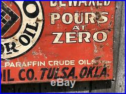 Vtg 1940s TROCO MOTOR OIL Tin Sign 29 Tulsa Refined Oil Co Tulsa Oklahoma Rare