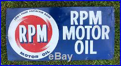 Vtg 1950s RPM Motor Oil Sign 40x 20 Tin Metal Standard Oil Co. California Rare