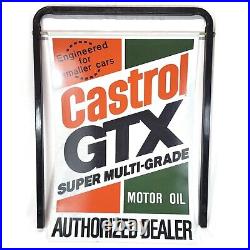 Vtg 1970s Castrol GTX Super Motor Oil Authorized Dealer Sign Tin 35x24 2 Sided