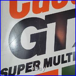Vtg 1970s Castrol GTX Super Motor Oil Authorized Dealer Sign Tin 35x24 2 Sided