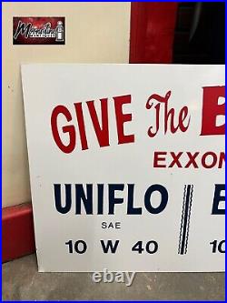 Vtg 1980's EXXON Motor Oil Service Station Sign Gas & Oil