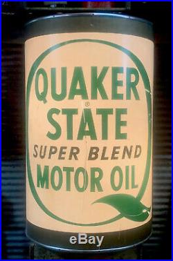 Vtg 60s Quaker State Super Blend Motor Oil Can 36 Tall Lighted Gas Station Sign