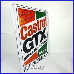 Vtg Castrol GTX Motor Oil Metal Dealer Sign 18x24 ORIGINAL 1991 VGC Embossed