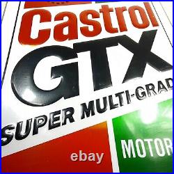 Vtg Castrol GTX Motor Oil Metal Dealer Sign 18x24 ORIGINAL 1991 VGC Embossed