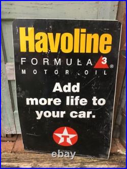 Vtg. Havoline Motor Oil Texaco Metal Sign 24in x 36in Double Sided Gas Station