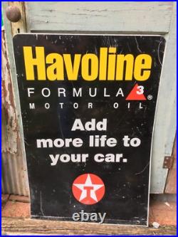 Vtg. Havoline Motor Oil Texaco Metal Sign 24in x 36in Double Sided Gas Station