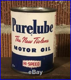 Vtg Hi-Speed Purelube Tiolene Motor Oil Advertising Oil Can Coin Bank Scarce