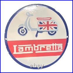 Vtg Lambretta Scooter Porcelain Sign Gas Station Pump Motor Oil Servie VESPA
