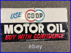 Vtg Metal Sign CO OP Motor Oil Buy with Confidence Farmers Co-Op Manzanola CO
