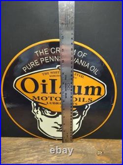 Vtg Oilzum Motor Oil Sign Porcelain