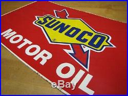 Vtg SUNOCO MOTOR OIL Sign Gas Station Repair Shop Advertising Petroliana