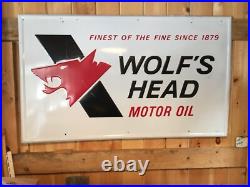 WOLF'S HEAD MOTOR OIL Large Metal Sign