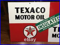 WOW VinTaGe 1952 TEXAS MOTOR OIL Sign Double Sided Gas Station NICE ORIGINAL Old