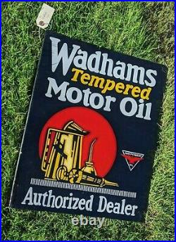 Wadhams Tempered Motor Oil Authorized Dealer Porcelain Enameled Motor Oil Sign