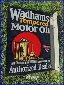 Wadhams Tempered Motor Oil Authorized Dealer Porcelain Enameled Motor Oil Sign