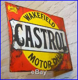 Wakefield Castrol motor oil double sided enamel sign advertising mancave garage