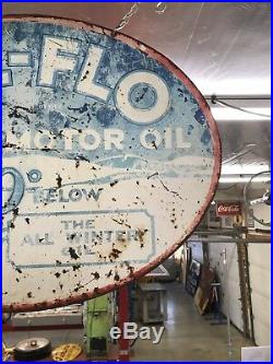 Wil-Flo Motor Oil Sign Not Porcelain, Gas And Oil, Chevrolet And Ford