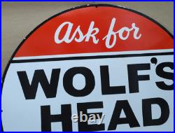 Wolf's Head Motor Oil Porcelain Enamel Sign 30 X 30 Inches 1 sides Wolf's Head Motor Oil Porcelain Enamel Sign 30 X 30 Inches 1 sides