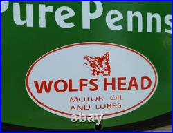 Wolf's Head Motor Oil Porcelain Enamel Sign 30 X 30 Inches 1 sides Wolf's Head Motor Oil Porcelain Enamel Sign 30 X 30 Inches 1 sides
