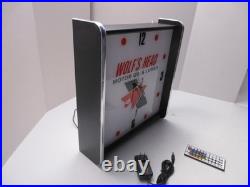 Wolfs Head Motor Oil LED light up Advertising wall clock Brand New