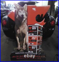 Wolfs Head Motor Oil Sign 50 RARE Floor Display Run With The Wolf NOS NICE