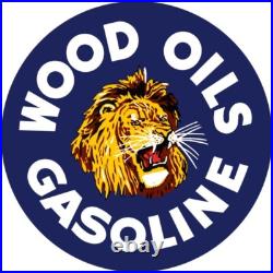 Wood Motor Oil & Gasoline NEW Sign 40 Dia. Round USA STEEL TWO-SIDED