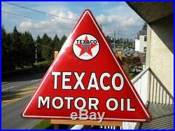 XL TEXACO MOTOR OIL VINTAGE PORCELAIN SIGN 22-1/2 x 19-1/2 GAS STATION PUMP