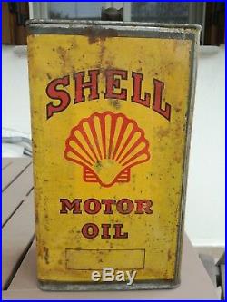 XXL SHELL MOTOR OIL VINTAGE 1940s BIG 5kg TIN CAN ANTIQUE GARAGE SIGN PETROL